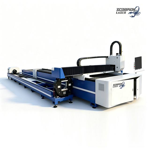 Волоконный лазерный станок для резки пластин и труб серии SL-DT со сменным столом | Высокоэффективный лазерный станок с ЧПУ для листов и труб 2-в-1